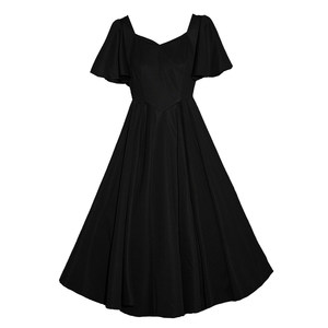 Miai's original <little black skirt> French retro Hepburn style short-sleeved large sway high-waisted streamer dress makes you look slim summer