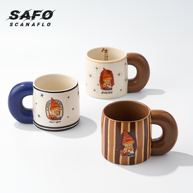 SAFO星星人插画联名杯子马克杯情侣礼盒陶瓷奶fufu可爱创意早餐杯