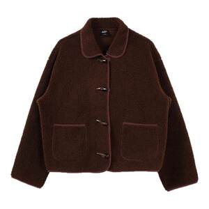 
A21 women's short lamb velvet plush jacket spring and autumn retro Maillard lapel plush cardigan to keep warm