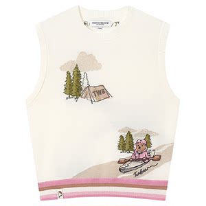 
TeenieWeenie Bear Women's Spring and Autumn Thin Casual Commuting Style Vest Heavy Industry Embroidered Wool Sweater