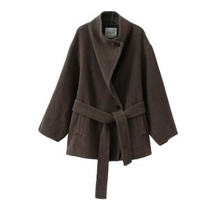 
popchrio cashmere silk relaxed low-rise wool double-sided woolen coat petite short woolen coat