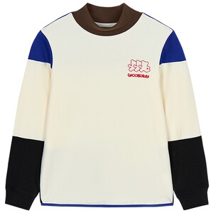 
[Far infrared heating] woobaby children's patchwork contrasting color pullover bottoming shirt winter boys and girls long-sleeved T-shirt