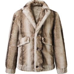 Bm Men's Handsome Fur Coat New 2022 Popular Men's Trendy Brand Retro Beige Winter Reversible Nicks