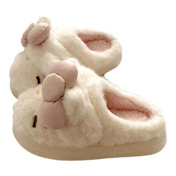 Two-wear design~! Soft and cute KT cat home warm cotton slippers for women ins winter thick-soled non-slip furry slippers trendy