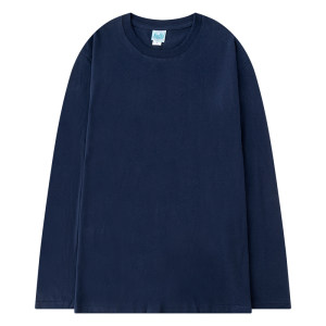 Heavy long -sleeved T -shirt men and women pure cotton thick loose pure white spring and autumn sweater Japanese round neck bottom shirt BF
