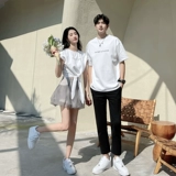 Летняя парная одежда для влюбленных, трендовая небольшая дизайнерская футболка, комплект, французский стиль, тренд сезона, юбка-пачка