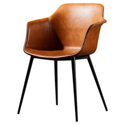 Nordic saddle leather simple modern dining chair