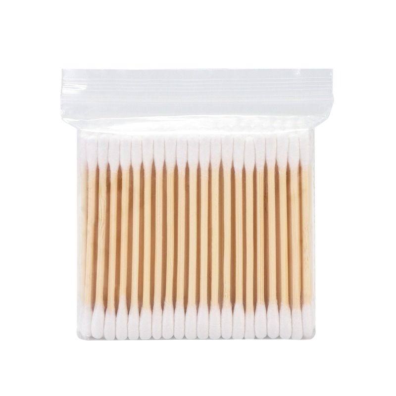 200 Stück Wattestäbchen Mit Doppelkopf – Aus Holz & Baumwolle, Für Make-up-Entfernung & Reinigung