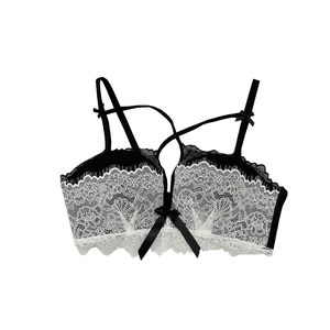 Japanese sexy lace underwear women's small breasts gathered with steel rings, bra, side breasts, anti-sagging summer bra set
