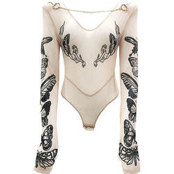Akilla*sai Blogger's Same Original Butterfly Dress Sexy Jumpsuit Women's Long-sleeved Printed Top