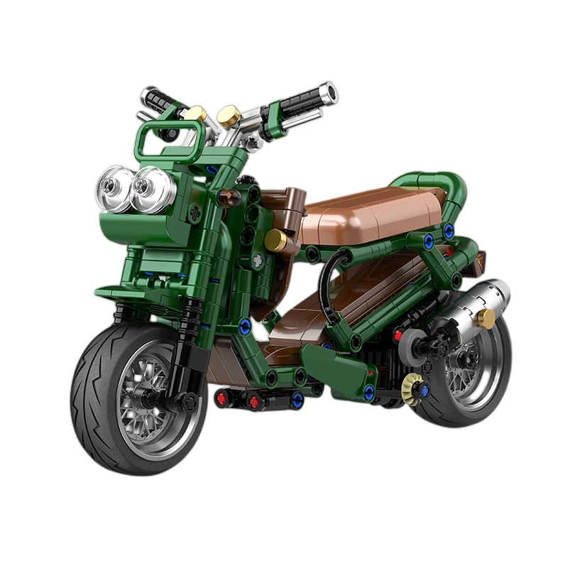 迪库酷小砖复古摩托车积木男孩收藏版拼插模型玩具