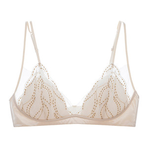 Fly Girls French Embroidered Lace Lingerie Women's Slim Strap No-Ring Sexy Small Bra Bra Bra Set