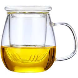 Thickened office with handle filter heat-resistant glass cup