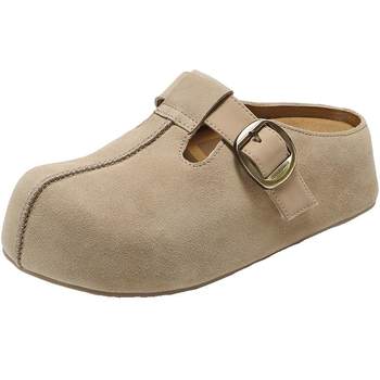 Zhou Yutong's same Belle thick-soled peanut toast Birkenstock shoes 2nd generation Baotou Mule plush cotton shoes E4T1DCH pre-