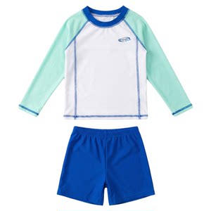 
Children's swimsuit boys split long-sleeved sun protection quick-drying contrasting color stitching swimsuit bottoms for small and medium-sized boys swimsuit