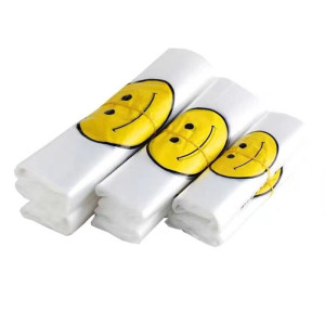 Thickened smiley plastic bags, food grade bags, takeout bags, convenient bags, supermarket shopping bags, vests, horse clip bags, wholesale
