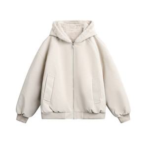 
NEVERNEED mountain carving PU leather hooded cotton coat for men and women in autumn and winter American couple wear warm fur collar cotton coat