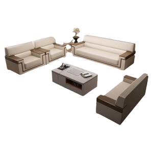 
Office sofa negotiation business conference room reception hotel lobby living room three-person leather sofa tea table combination