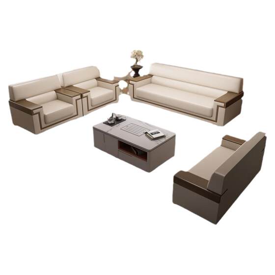 
Office sofa negotiation business conference room reception hotel lobby living room three-person leather sofa tea table combination