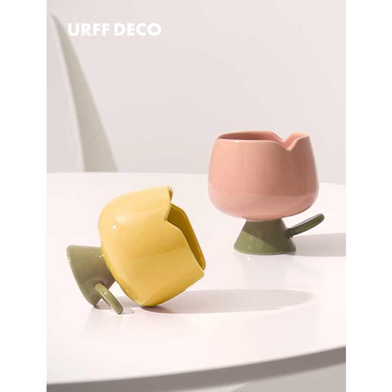 URFF DECO专利!超可爱郁金香冰淇淋杯花朵创意小碗陶瓷糖罐多肉盆