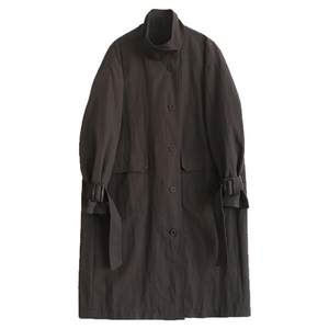 
Zhiyi wrinkled brocade cotton silhouette workwear windbreaker jacket for women 2025 spring and autumn simple casual stand collar mid-length coat