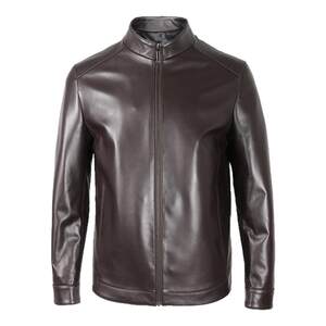 Augustol standing lead led in leather leather men's spring and autumn new products middle -aged business leisure sheepskin
