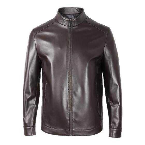 Augustol standing lead led in leather leather men's spring and autumn new products middle -aged business leisure sheepskin
