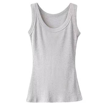 
Summer threaded anti-exposure sleeveless suit inner wear cover with secondary breasts, white short suspender vest for women wearing outside