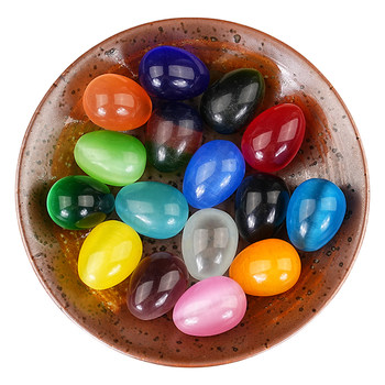 Cat's eye stone rolling stone ornaments bird egg shape DIY handmade materials Oriental golden emerald crystal rough stone handheld parts