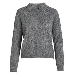 
QS Zhuoxi Spring and Autumn New Versatile Solid Color POLO Collar Pullover Sheep Wool Mixed Loose Slim Knitwear