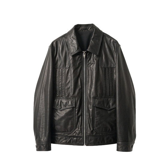 
Beishuai style 4W Hepburn Calfskin Men's lapel leather genuine leather jacket Short retro leather jacket Men's