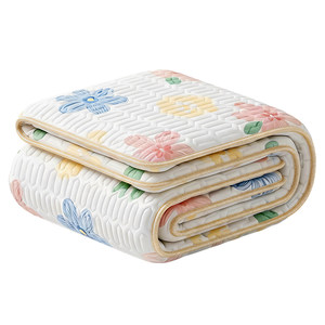 
Jingqi A-type mother-child natural latex mattress three-piece set of summer machine-washable mattress baby mattress ice silk mattress A