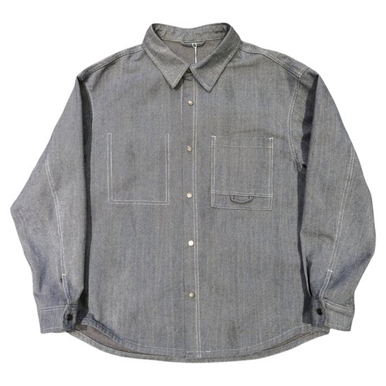 
Spring American retro washed blue lapel denim long-sleeved shirt for men, old money men, handsome work clothes, shirts and jackets, trendy