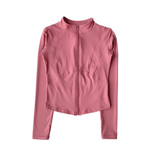 
Fan welfare zipper sports jacket for women with slim long sleeves running training Pilates speed dry yoga clothing top