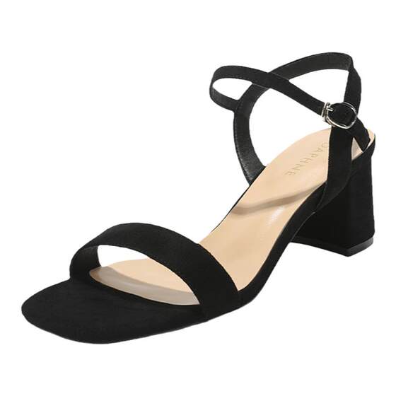 Daphne Strap High Heel Sandals Women's Summer 2026 New Style Thick Heel Black Sandals Versatile Fashion Sandals