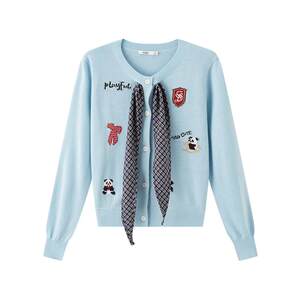 
Sanfu pullover sweater 2026 new spring design plaid tie loose round neck top women's 517551