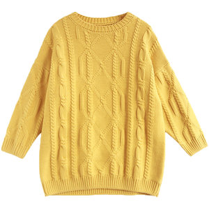 
Annie Forest's new artistic loose round neck pullover thick woolen sweater large size spring and autumn slimming mid-length style