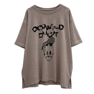Cool floral gauze cotton pregnant women summer new Korean version cartoon Donald Duck lazy style short-sleeved T-shirt loose top
