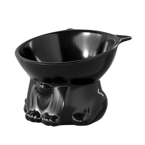 Cat bowl ceramic cat food bowl black drinking water bowl oblique mouth high foot pet dog food rice bowl protect cervical spine from overturning
