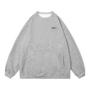 
GOGOSOON men's round neck sweatshirt hoodless inner top spring and autumn new high-end loose youth American trend