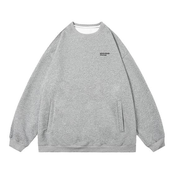 
GOGOSOON men's round neck sweatshirt hoodless inner top spring and autumn new high-end loose youth American trend