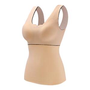 Delong Large Warm Tank Top for Women with Thickened Fleece and Heaty Bottom Underwear with Chest Cushion Bra Integrated Autumn and Winter Style
