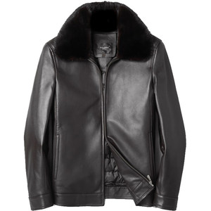 
Haining genuine leather down jacket for men sheepskin down leather jacket for middle-aged and elderly people medium-length mink fur collar coat coat