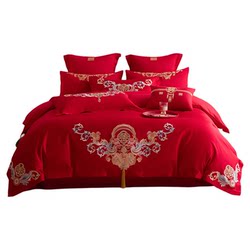 New Chinese style wedding four piece red quilt cover wedding