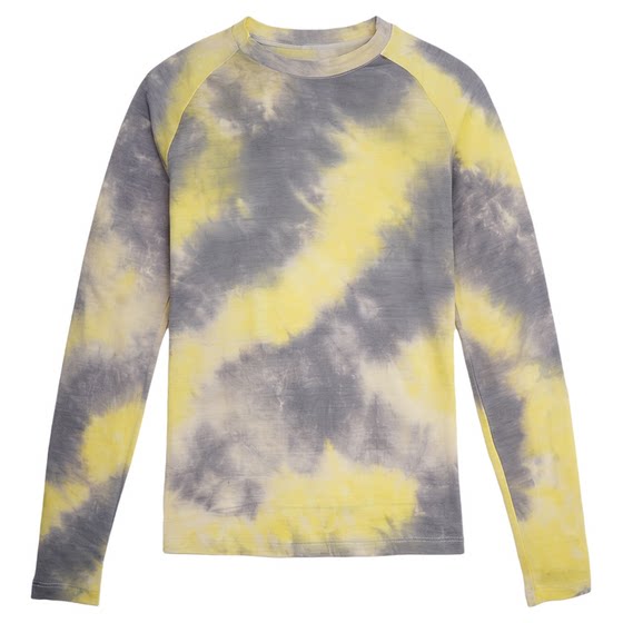 
Gray shell outdoor merino wool quick-drying tie-dyed long-sleeved mountaineering sweat-wicking merino spring and autumn warm T-shirt for women