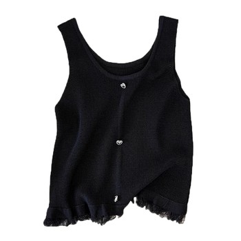 French large size ice silk knitted bottoming shirt sleeveless top