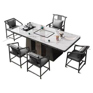 
New Chinese style light luxury rock board tea table and chair combination office home balcony tea table tea table kettle integrated table