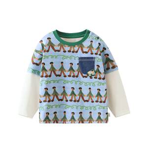 
[Little Tree Man] Qiqi Bear Baby Spring and Autumn Holiday Two-piece Long-sleeved T-shirt Boys Printed Children's Clothing 2026 Spring Tops