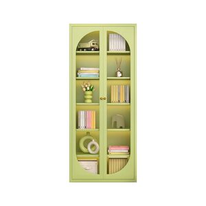 
French cream style steel bookcase display cabinet large capacity household combination display cabinet children's multi-color storage cabinet
