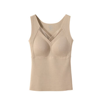 Mulberry silk, warm thermal vest with chest pads to avoid bra
